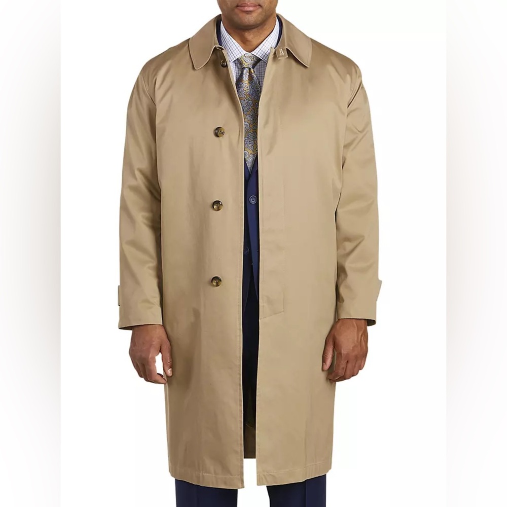 Misty Harbor Vintage Men's Tan Trench Coat with Classic Collar